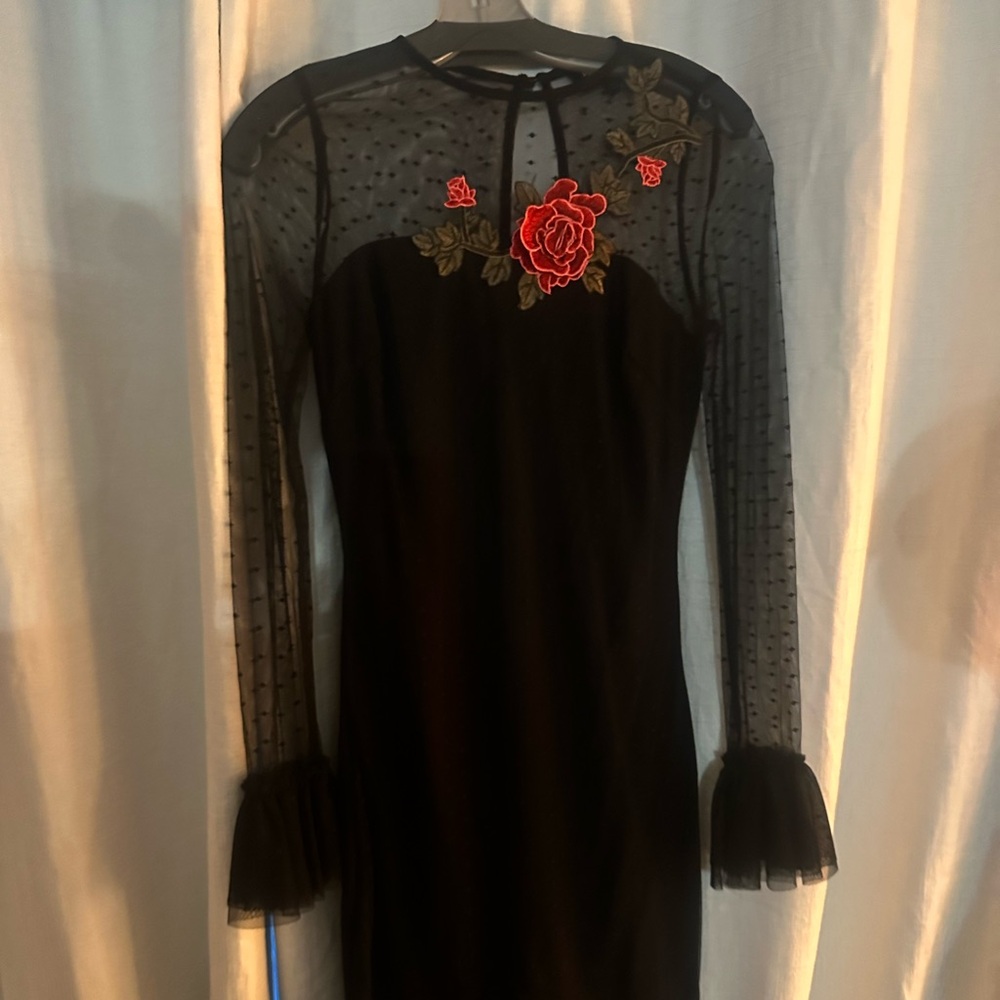 Alexia Admor Black Dress with Red Floral Detail